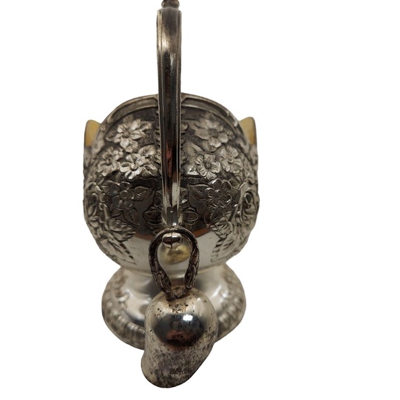 Silverplate Sugar Scuttle w/Cube Scoop Ornate Elegant Roses Silverplate VTG - Picture 7 of 16